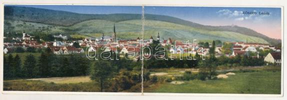 1932 Kőszeg, látkép. 2-részes kihajtható panorámalap (hajtásnál gyűrött / creased at fold)