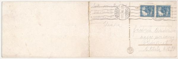 1932 Kőszeg, látkép. 2-részes kihajtható panorámalap (hajtásnál gyűrött / creased at fold)