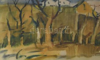 Szalóky Sándor (1921-1978): Csobánkai hangulat, 1977. Akvarell, papír, jelezve jobbra lent, hátoldal...