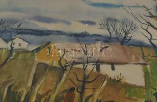 Szalóky Sándor (1921-1978): Csobánkai hangulat, 1977. Akvarell, papír, jelezve jobbra lent, hátoldal...