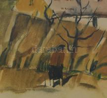 Szalóky Sándor (1921-1978): Csobánkai hangulat, 1977. Akvarell, papír, jelezve jobbra lent, hátoldal...