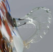 Nagyméretű anyagában színezett iparművész üveg kakas figura, hibátlan, m: 32 cm