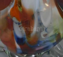 Nagyméretű anyagában színezett iparművész üveg kakas figura, hibátlan, m: 32 cm