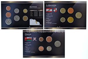 Omán 1999. 2B - 50B (5xklf) forgalmi összeállítás "World Money" + Libanon 1996-2006. 25L-500L (5xklf) forgalmi összeállítás "World Money" + Guyana 1991-2002. 1c - 10$ (7xklf) forgalmi összeállítás "World Money" T:UNC Oman 1999. 2 Baisa - 50 Baisa (5xdiff) coin set "World Money" + Lebanon 1996-2006. 25 Livres - 500 Livres (5xdiff) coin set "World Money" + Guyana 1991-2002. 1 cent - 10 Dollars (7xdiff) coin set "World Money" C:UNC
