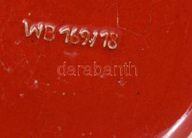 Retro német kerámia váza, lávamázas díszítéssel, jelzett, hibátlan, m: 18 cm