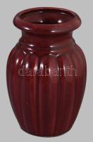 Retro német vörös mázas váza, jelzett, hibátlan, m: 15 cm