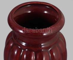 Retro német vörös mázas váza, jelzett, hibátlan, m: 15 cm