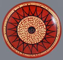 Király Gábor dísztál hólyagos díszítéssel, jelzett, hibátlan, d: 20,5 cm