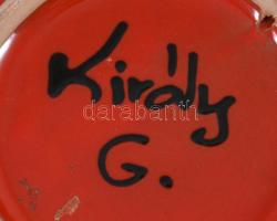 Király Gábor dísztál hólyagos díszítéssel, jelzett, hibátlan, d: 20,5 cm