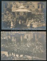 1905 I. Ferenc József császár és király látogatása Csehországban, Strakonicében feladott 2 db fotólap, 9×14 cm