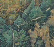 Egresi Zsuzsa (1954-): Piccola dimorra estiva, 1990. Vegyes technika (nyomat?), papír, jelzett, üveg...