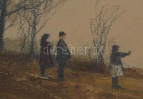 Dobroszláv Lajos (1902-1987): Faluvége. Akvarell, ceruza, papír, jelezve jobbra lent, üvegezett kere...