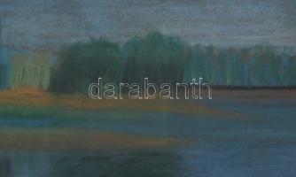 Olvashatatlan jelzéssel: Vízpart. Pasztell, papír, üvegezett fakeretben, 35,5×60 cm