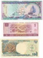 Vegyes: Indonézia 1992. 500R "RTZ494414" + Kína 1996. 1Y "CQ57899752" + Maldív-s...