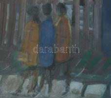 Ballagó Imre (1915-1997): Utcarészlet. Vegyes technika, papír, jelzett. Hátoldalán Képcsarnok Vállal...