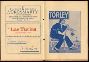 1932 Bp., Jardin de Paris Budapest, műsorfüzet reklámokkal