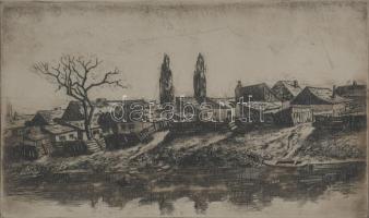 Palicz József (1931-2010): Zagyvapart. Rézkarc, papír, jelzett, számozott (4/100), üvegezett fakeretben, 21,5×31,5 cm