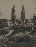 Palicz József (1931-2010): Zagyvapart. Rézkarc, papír, jelzett, számozott (4/100), üvegezett fakeret...