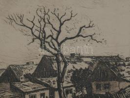 Palicz József (1931-2010): Zagyvapart. Rézkarc, papír, jelzett, számozott (4/100), üvegezett fakeret...