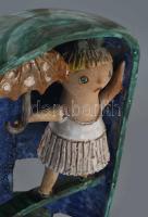 Kiss Roóz Ilona: Játszó gyermekek. Jelzett, minimális mázkopással, m: 36 cm /// Ilona Kiss Roóz: Pla...