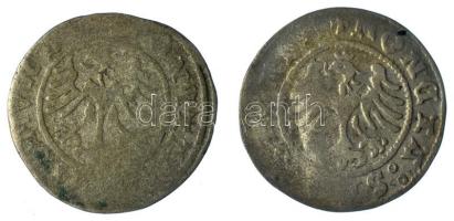 Lengyel-Litván Nemzetközösség 1506-1548. 1/2gr Ag "I. Zsigmond" Krakkó (2x: 0,89g, 0,88g) T:F patina Polish-Lithuanian Commonwealth 1506-1548. 1/2 Grosz (Półgrosz koronny) Ag "Sigismund I" Kraków (2x: 0,89g, 0,88g) C:F patina Kopicki 410