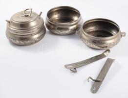 Régi török ételhordó, gazdag díszítéssel, m: 18 cm