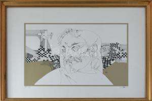 Szász Endre (1926-2003): Jézus. Szitanyomat, papír, jelzett, művészpéldány AP 3/5 számozással, üvegezett fakeretben, 27x36,5 cm