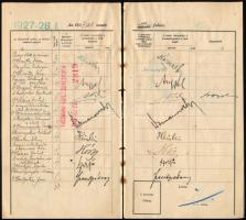 1927 A Budapesti Kir. M. Pázmány Péter Tudományegyetem töredékes leckekönyve (4 lap), több neves aka...