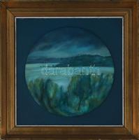 Pálffy Károly (1949-): Vihar után. Olaj, farost. Jelzett a hátoldalán. Fakeretben. d: 30 cm.