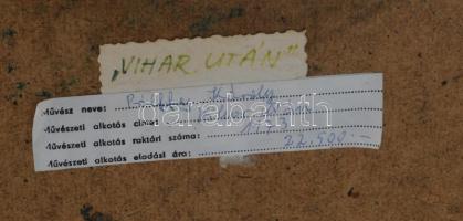 Pálffy Károly (1949-): Vihar után. Olaj, farost. Jelzett a hátoldalán. Fakeretben. d: 30 cm