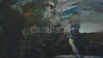 Fodor József (1935-2007): Esti fények. Olaj, farost, jelzett, üvegezett fakeretben, hátoldalán a műv...