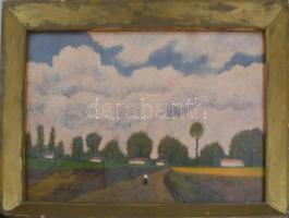 Böhm Lipót, Poldi (1916-1995): Hazafelé. Olaj, farost. Jelezve jobbra lent. Hátoldalán autográf felirattal. 31x41 cm. Fakeretben.