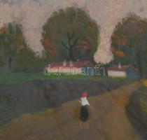 Böhm Lipót, Poldi (1916-1995): Hazafelé. Olaj, farost. Jelezve jobbra lent. Hátoldalán autográf feli...