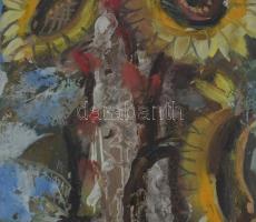 Cs. Pataj Mihály (1921-2008): Oszlopos kompozíció. Olaj, farost, jelzett, hátoldalán autográf felira...