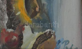 Cs. Pataj Mihály (1921-2008): Oszlopos kompozíció. Olaj, farost, jelzett, hátoldalán autográf felira...