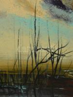 Darabont Tamás (1930-): Felhősödik. Olaj, farost, jelzett, fakeretben, 30×40 cm