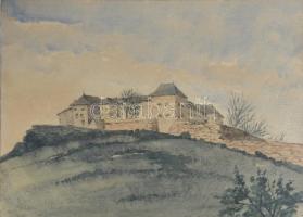 Olvashatatlan jelzéssel: Vár (Sümegi vár?). Akvarell, papír, üvegezett fakeretben, 21×29,5 cm