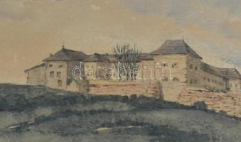 Olvashatatlan jelzéssel: Vár (Sümegi vár?). Akvarell, papír, üvegezett fakeretben, 21×29,5 cm