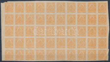 1913 Hírlapbélyeg hajtott 50-es tömb álló vízjellel (ráncok / creases)