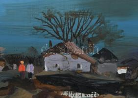 Csikós András (1947-2006): "Hóolvadás". Olaj, farost, jelezve jobbra lent, hátoldalán auto...