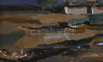 Csikós András (1947-2006): "Hóolvadás". Olaj, farost, jelezve jobbra lent, hátoldalán auto...