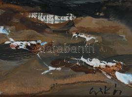 Csikós András (1947-2006): "Hóolvadás". Olaj, farost, jelezve jobbra lent, hátoldalán auto...