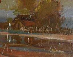 Takács Zoltán (?-): Szentesi tanya. Olaj, farost. Jelzett. Fakeretben. 19x29 cm