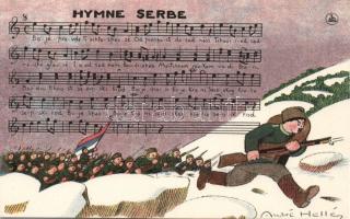 Serbian army with Serbian hymn sheet music s: André Hellé