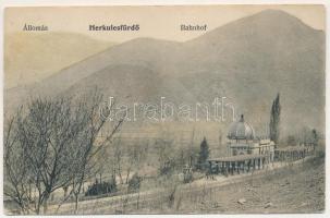1906 Herkulesfürdő, Baile Herculane; vasútállomás. Deixner Fanny kiadása / Bahnstation / railway station, locomotive, train (Rb)