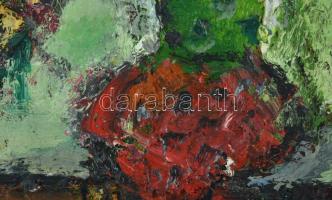 Tóth Ernő (1949- ): Bohócok, olaj, karton, jelzett, FAkeretben, 23×23 cm