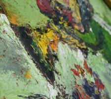 Tóth Ernő (1949- ): Bohócok, olaj, karton, jelzett, FAkeretben, 23×23 cm