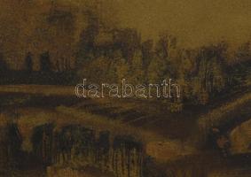 Pálffy Károly (1949-): Öböl. Olaj, farost. Jelzett a hátoldalán. Fakeretben. d: 15,5 cm