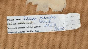 Pálffy Károly (1949-): Öböl. Olaj, farost. Jelzett a hátoldalán. Fakeretben. d: 15,5 cm