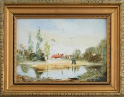 Gallyas Mária (?-): Táj. Olaj, farost, jelzett, fakeretben, 13×18 cm
